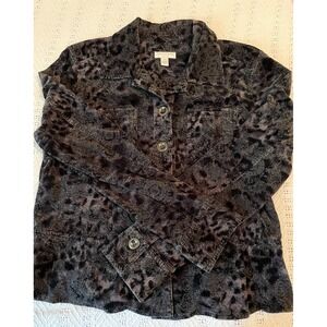 Charter Club Jacket Paisley Black Women's Corduroy Size PM Petite Medium